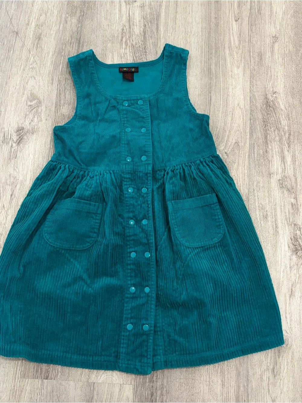 VTG Gymboree Rainbow Tag Teal Corduroy Dress Cottage Prairie Girls 6/7 80s 90s